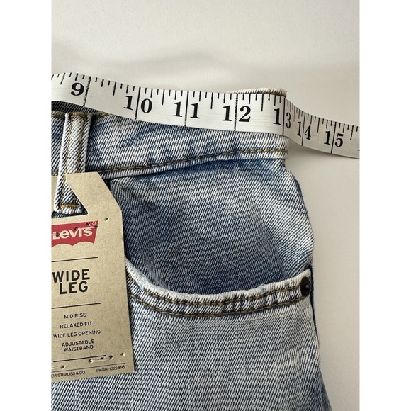 New Levi's Wide Leg Denim Jeans Girls Size 14 Blue Denim Classic Distressed - Picture 7 of 8